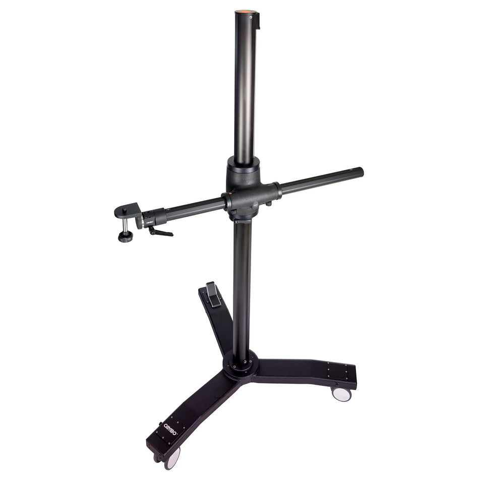 8' MBU Stand including Column, Pedal Base, Geared Crossarm, and 3/8" Camera Platform